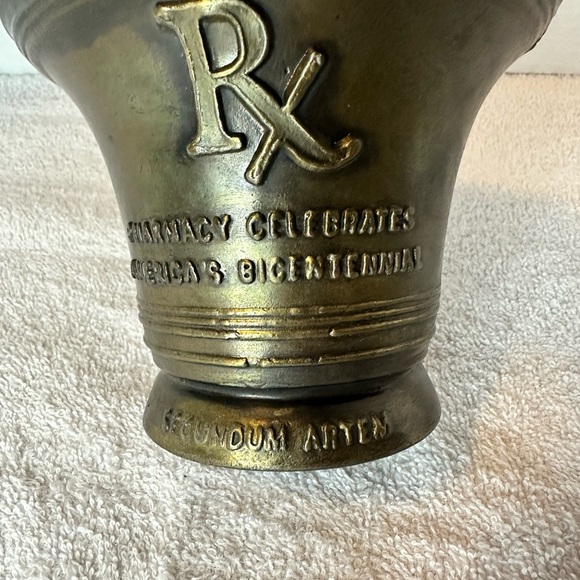 1976 US Bicentennial Bronze Pharmacy Mortar, No Pestle Liberty Bell Design 3.25" - Picture 2 of 6